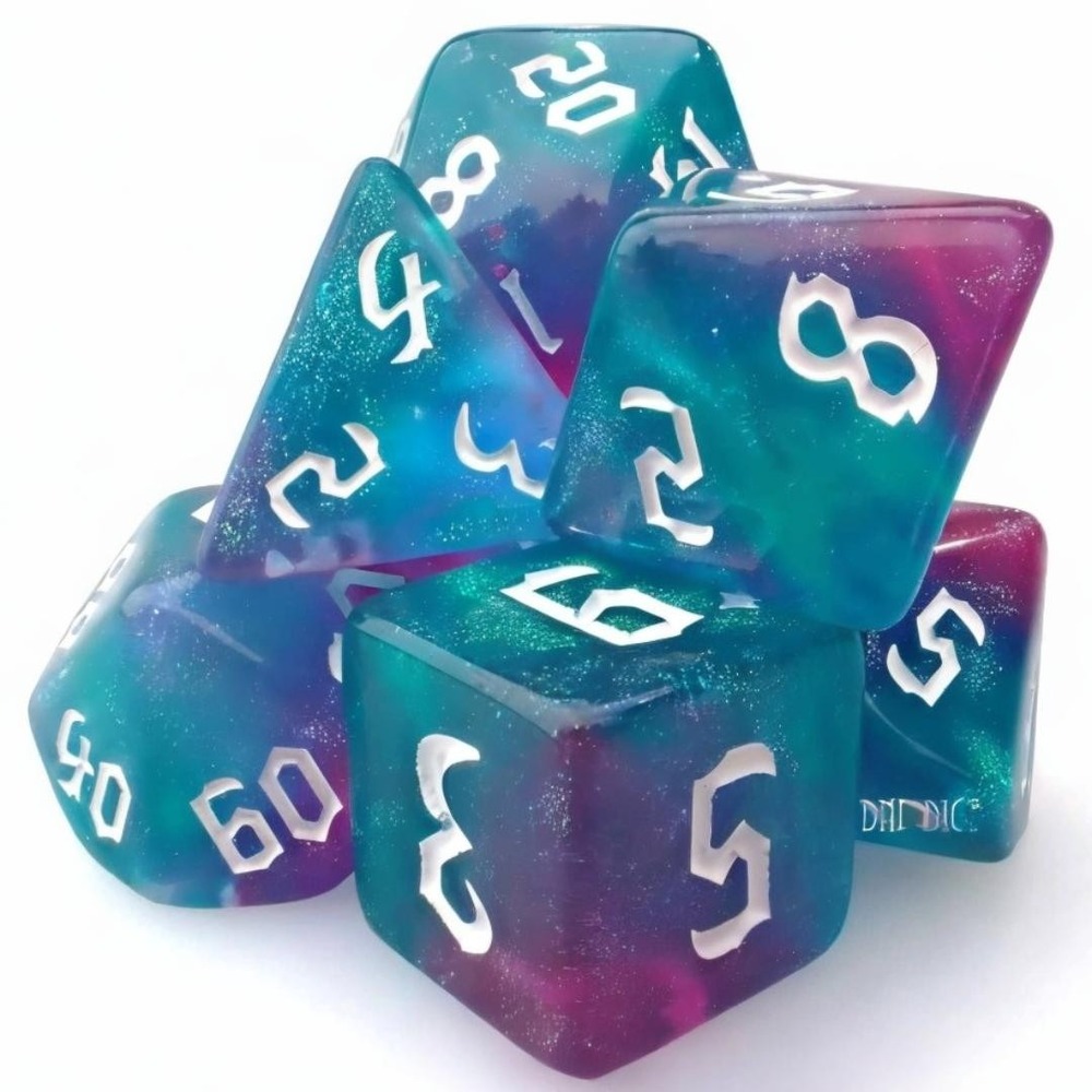 Dice Set - Tropical Pair O Dice - 7 Acrylic Dice - Tabletop‎ Gaming, DND, & RPG